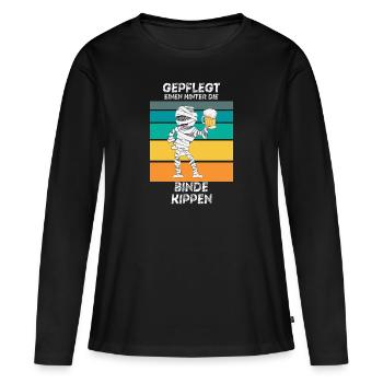 Gepflegt einen hinter die Binde kippen Bier Mumie - Frauen Premium Bio Langarmshirt - Schwarz - Vorne - Julia (174cm)