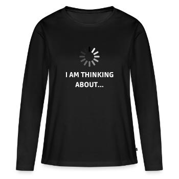 Je pense - T-shirt manches longues Premium bio Femme - noir - Devant - Julia (174cm)