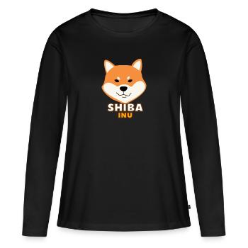 Shiba Inu Coin Token Crypto-monnaie Portefeuille Shiba - T-shirt manches longues Premium bio Femme - noir - Devant - Julia (174cm)