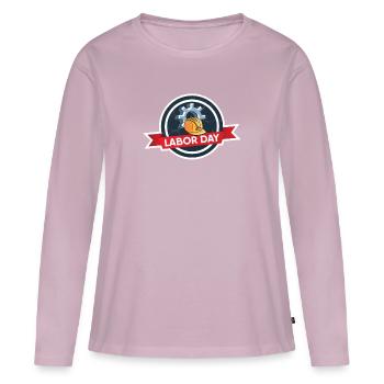 Fête du Travail - T-shirt manches longues Premium bio Femme - rose poudré - Devant - Julia (174cm)