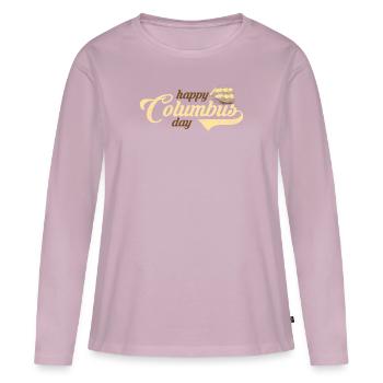 Columbus Day - Frauen Premium Bio Langarmshirt - Altrosa - Vorne - Julia (174cm)
