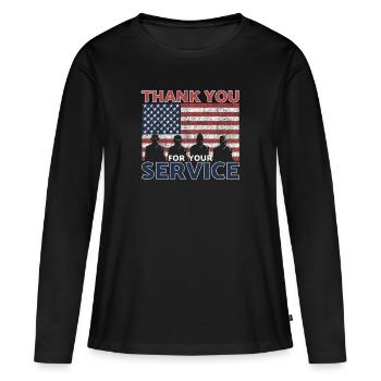 Veterans Day Vintage Memorial Day Freedom - Frauen Premium Bio Langarmshirt - Schwarz - Vorne - Julia (174cm)