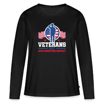 Veterans Day Vintage Memorial Day Freedom - Frauen Premium Bio Langarmshirt - Schwarz - Vorne - Julia (174cm)