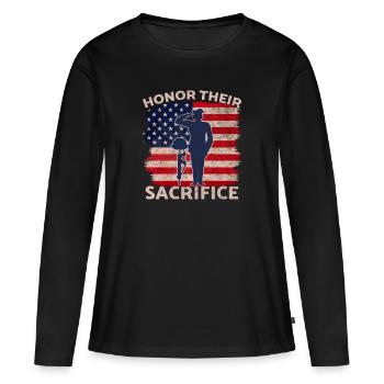 Veterans Day Vintage Memorial Day Freedom - Frauen Premium Bio Langarmshirt - Schwarz - Vorne - Julia (174cm)