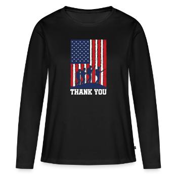 Veterans Day Vintage Memorial Day Freedom - Frauen Premium Bio Langarmshirt - Schwarz - Vorne - Julia (174cm)
