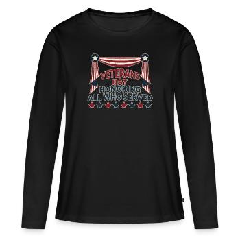 Veterans Day Vintage Memorial Day Freedom - Frauen Premium Bio Langarmshirt - Schwarz - Vorne - Julia (174cm)