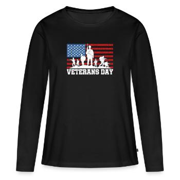 Veterans Day Vintage Memorial Day Freedom - Frauen Premium Bio Langarmshirt - Schwarz - Vorne - Julia (174cm)