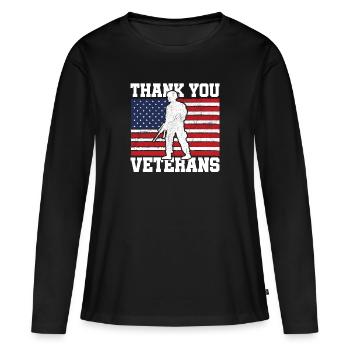 Veterans Day Vintage Memorial Day Freedom - Frauen Premium Bio Langarmshirt - Schwarz - Vorne - Julia (174cm)