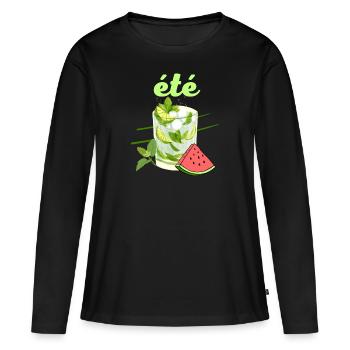 été cocktail mojito pastèque couleurs vives - T-shirt manches longues Premium bio Femme - noir - Devant - Julia (174cm)