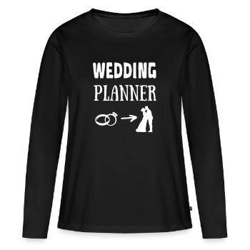 WEDDING PLANNER métier humour - T-shirt manches longues Premium bio Femme - noir - Devant - Julia (174cm)