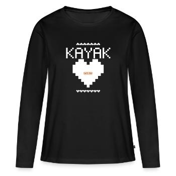kayak pixel start - T-shirt manches longues Premium bio Femme - noir - Devant - Julia (174cm)
