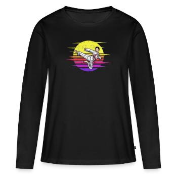 Athlète de karaté Sparring Combattant d’arts martiaux Asie - T-shirt manches longues Premium bio Femme - noir - Devant - Julia (174cm)