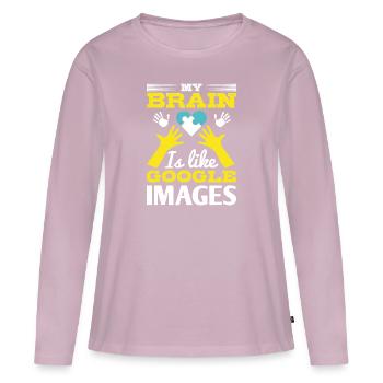 Mon cerveau est comme Google Images - T-shirt manches longues Premium bio Femme - rose poudré - Devant - Julia (174cm)