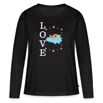 Comedy Schwimmen - Frauen Premium Bio Langarmshirt - Schwarz - Vorne - Julia (174cm)