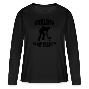 Curling Stone Cadeau Curl Curler Curl Stone - T-shirt manches longues Premium bio Femme - noir - Devant - Julia (174cm)