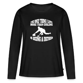 Curling Stone Père Curl Curler Curling Stone Papa - T-shirt manches longues Premium bio Femme - noir - Devant - Julia (174cm)