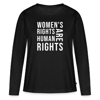 Les droits des femmes sont des droits humains - T-shirt manches longues Premium bio Femme - noir - Devant - Julia (174cm)