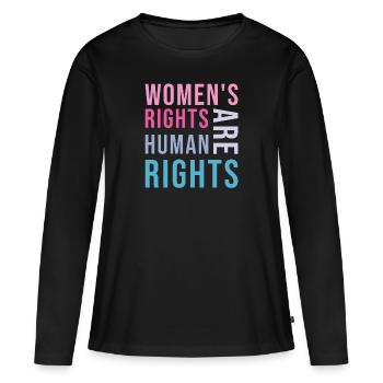 Les droits des femmes sont des droits humains - T-shirt manches longues Premium bio Femme - noir - Devant - Julia (174cm)