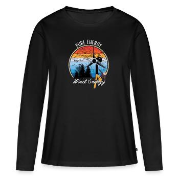 Énergie pure - Énergie éolienne - T-shirt manches longues Premium bio Femme - noir - Devant - Julia (174cm)