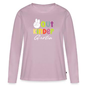 Out Kindergarten - Frauen Premium Bio Langarmshirt - Altrosa - Vorne - Julia (174cm)