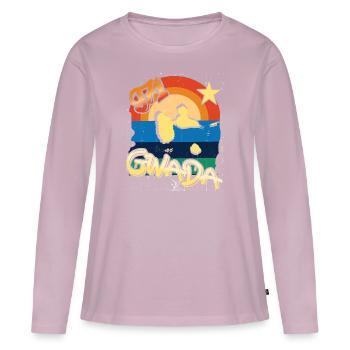 Belle idee cadeau souvenir guadeloupe gwada 971 - T-shirt manches longues Premium bio Femme - rose poudré - Devant - Julia (174cm)