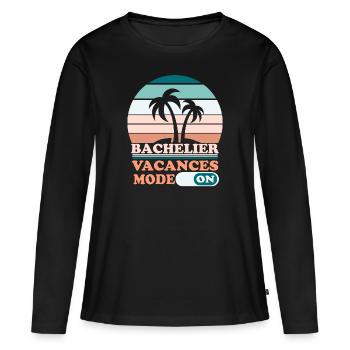 Cadeau Bachelier Bac Félicitation Baccalauréat - T-shirt manches longues Premium bio Femme - noir - Devant - Julia (174cm)