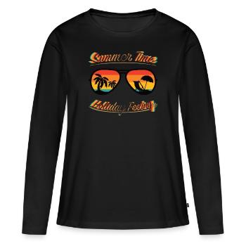 Summer Time - Holiday Feeling - Frauen Premium Bio Langarmshirt - Schwarz - Vorne - Julia (174cm)