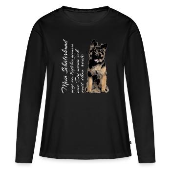 Deutscher Schäferhund neigt Köpfchen - Frauen Premium Bio Langarmshirt - Schwarz - Vorne - Julia (174cm)