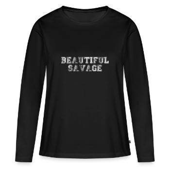 Beau Sauvage - T-shirt manches longues Premium bio Femme - noir - Devant - Julia (174cm)