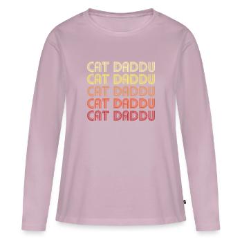 Chat Daddu - T-shirt manches longues Premium bio Femme - rose poudré - Devant - Julia (174cm)