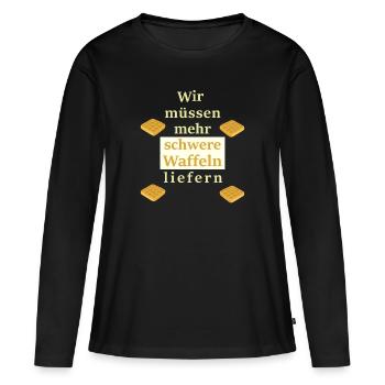 schwere Waffeln - Frauen Premium Bio Langarmshirt - Schwarz - Vorne - Julia (174cm)