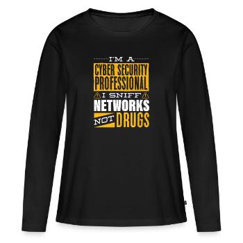 Expert en cybersécurité Expert Hacker Sniff - T-shirt manches longues Premium bio Femme - noir - Devant - Julia (174cm)