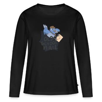 Old School Mail Bird Old School Mail Bird Geschenk - Frauen Premium Bio Langarmshirt - Schwarz - Vorne - Julia (174cm)