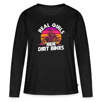 Amateurs de motocross Racing Bikers Real Girls Ride - T-shirt manches longues Premium bio Femme - noir - Devant - Julia (174cm)