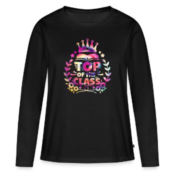 Klassenbester Zurück zur Schule - Frauen Premium Bio Langarmshirt - Schwarz - Vorne - Julia (174cm)