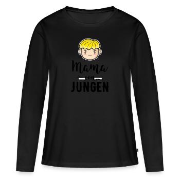 Mama von Jungen Geschenk Mutter Muttertag - Frauen Premium Bio Langarmshirt - Schwarz - Vorne - Julia (174cm)