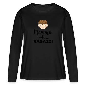 Mama von Jungen Geschenk Mutter Muttertag - Frauen Premium Bio Langarmshirt - Schwarz - Vorne - Julia (174cm)