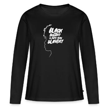 L’histoire des Noirs est plus que de l’esclavage - T-shirt manches longues Premium bio Femme - noir - Devant - Julia (174cm)