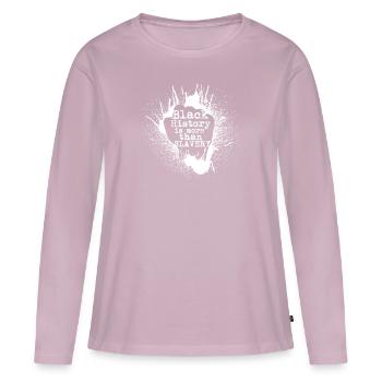 L’histoire des Noirs est plus que de l’esclavage - T-shirt manches longues Premium bio Femme - rose poudré - Devant - Julia (174cm)