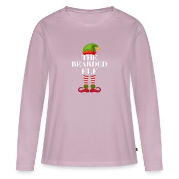 Fête de Noël de groupe familial assorti d’elfes barbus - T-shirt manches longues Premium bio Femme - rose poudré - Devant - Julia (174cm)