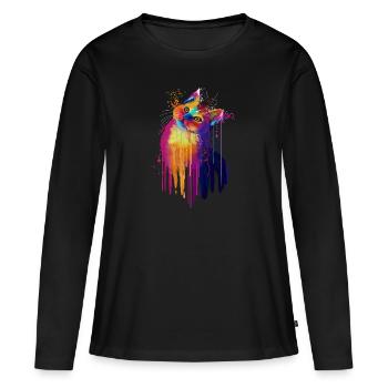 Colorful cat - Women's Premium Organic Long Sleeve Shirt - black - Front - Julia (174cm)