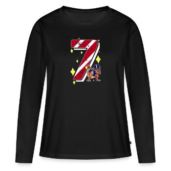 7 ans Dinosaur American Football 7ème B-day - T-shirt manches longues Premium bio Femme - noir - Devant - Julia (174cm)