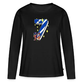7 ans Dino American Football 7ème B-day Dab - T-shirt manches longues Premium bio Femme - noir - Devant - Julia (174cm)