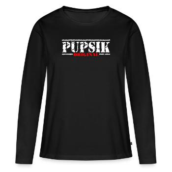 PUPSIK ORIGINAL - T-shirt manches longues Premium bio Femme - noir - Devant - Julia (174cm)