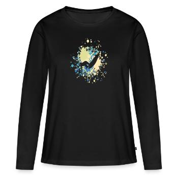 Surfer sur la grande éclaboussure de couleur - T-shirt manches longues Premium bio Femme - noir - Devant - Julia (174cm)