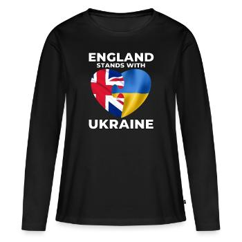 L’Angleterre soutient l’Ukraine - T-shirt manches longues Premium bio Femme - noir - Devant - Julia (174cm)
