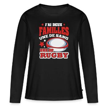 Homme Humour joueur rugby cadeau Rugby - T-shirt manches longues Premium bio Femme - noir - Devant - Julia (174cm)