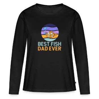 Meilleur poisson papa aquariophile fish keeper - T-shirt manches longues Premium bio Femme - noir - Devant - Julia (174cm)