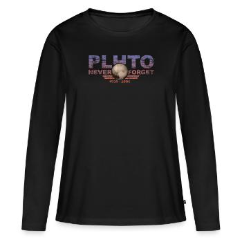 N’oubliez jamais Pluto Design Retro Style Funny Space - T-shirt manches longues Premium bio Femme - noir - Devant - Julia (174cm)