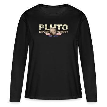 N’oubliez jamais Pluto Design Retro Style Funny Space - T-shirt manches longues Premium bio Femme - noir - Devant - Julia (174cm)
